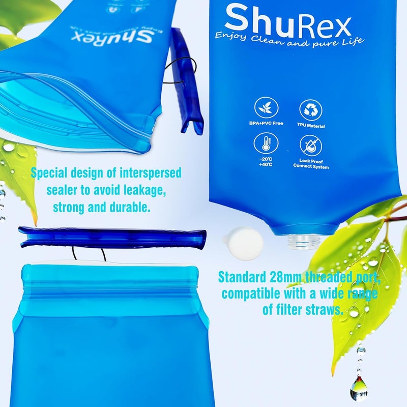 ShuRex 3L Gravity-Fed Water Bag for Sawyer Water Filtration System Survival Water Filter Straw, Compatible with LifeStraw and Other Water Filter Straw, Foldable, BPA-Free (3L) - Image 5